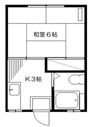 那須ハイツ 2階1Kの間取り