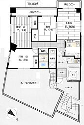 龍生堂橋本ビル 6階3LDKの間取り