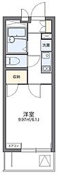 レオパレスルーブル2 1Kの間取図画像