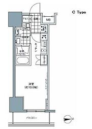 パークハビオ上野3丁目 ワンルームの間取図画像