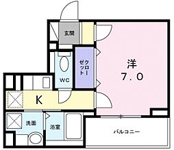 トロワグラース 1Kの間取図画像
