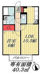 ボナールプレジオ石井 1LDKの間取図画像