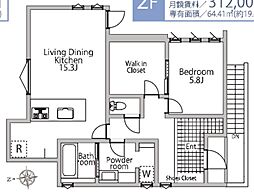 TWEED自由が丘 1LDKの間取図画像