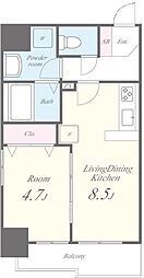 アールクレスト秋葉原 6階1DKの間取り