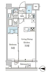 ジオエント中野弥生町 3階1LDKの間取り