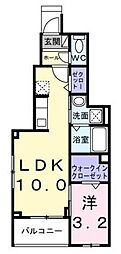 ヒカルサ梅島 1階1LDKの間取り