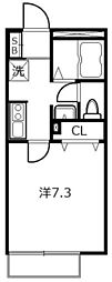 メルベイユ 1Kの間取図画像