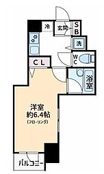 都営大江戸線 月島駅 徒歩8分の賃貸マンション 6階1Kの間取り