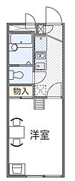 レオパレスMOON　LIGHT 2階1Kの間取り