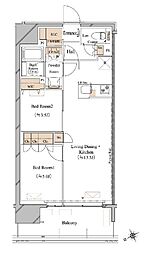 ブランシエスタ浅草蔵前 2LDKの間取図画像