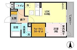 プレシャスガーネット 1LDKの間取図画像