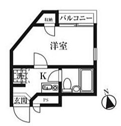 キャトルセゾン東橋本 1Kの間取図画像
