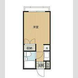 ステーションヴィラ鶴ヶ島 2階ワンルームの間取り