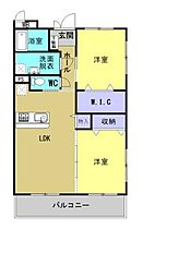 ハッピーフライト 2階2LDKの間取り