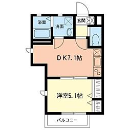 アイディールコーポ 1DKの間取図画像