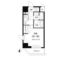 東明マンション新東 5階1Kの間取り