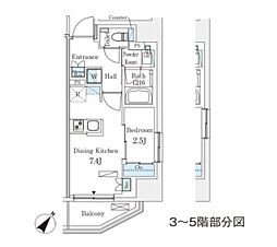 パークアクシス赤坂 1DKの間取図画像