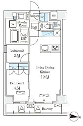 ラティエラ中野新井 4階2LDKの間取り