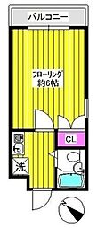 アパートメント大倉NO.3 2階1Kの間取り