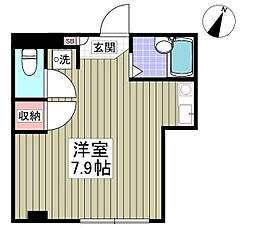 ランドフォレスト川崎浜町 1階ワンルームの間取り