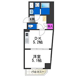SOAR SHINIMAMIYA 12階1DKの間取り