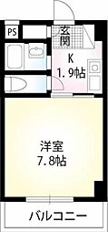 鵠沼やませ 1Kの間取図画像