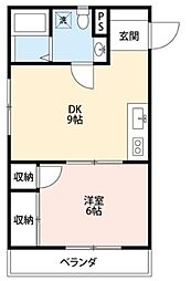 フラワーパレス参番館 1DKの間取図画像