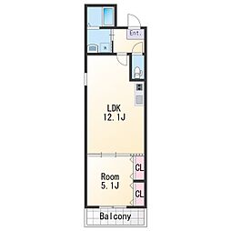 フジパレス和歌山太田II番館 3階1LDKの間取り