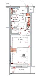 ハーモニーレジデンス川崎中丸子シティフロント 1DKの間取図画像
