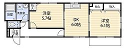 グリーンパレス斉藤分2B 2DKの間取図画像