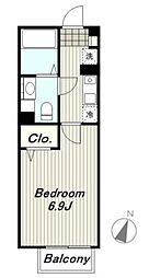 クレールメゾンII 1階1Kの間取り