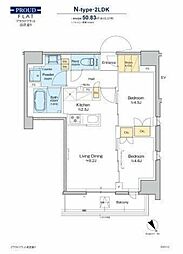 プラウドフラット清澄通り 12階2LDKの間取り