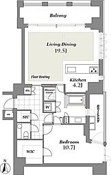 THE CONOE 三田綱町 5階1LDKの間取り