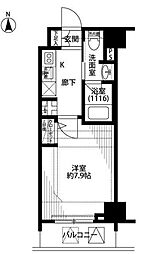 JR山手線 浜松町駅 徒歩3分の賃貸マンション 11階1Kの間取り