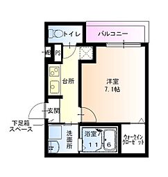 フジパレス鴻池新田V番館 1Kの間取図画像