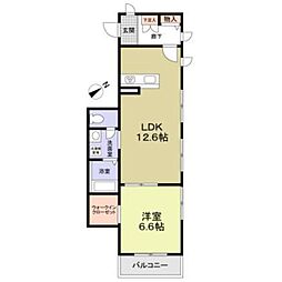 ベルジュ多摩 1LDKの間取図画像