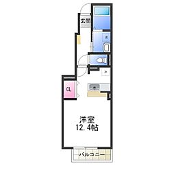 クリスタルブライト ワンルームの間取図画像