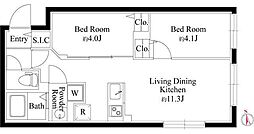 エルファーロ池尻II 2LDKの間取図画像