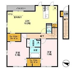 ホーン ハピネス 2階2LDKの間取り