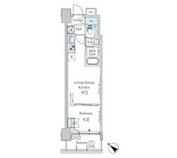 パークアクシス押上レジデンス 7階1LDKの間取り