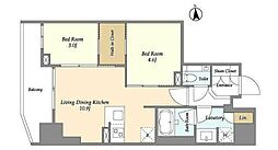 オーキッドレジデンス渋谷富ヶ谷 2階2LDKの間取り