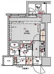 プレシャスハーモニー八王子 2階1Kの間取り