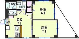 ＲＡＰＩＤＥ 7階2DKの間取り