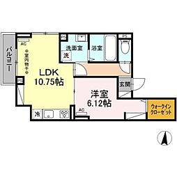 アヴァンス梅田 3階1LDKの間取り