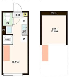 メゾン・コウ 西中延 2階ワンルームの間取り