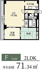 AFICION堀川 11階2LDKの間取り