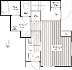 東急目黒線 武蔵小山駅 徒歩7分の賃貸アパート 1階1Kの間取り
