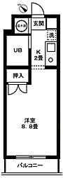 メゾン上馬 1Kの間取図画像