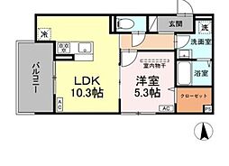 エリシア泉町 1LDKの間取図画像