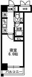 レジディア月島3 1Kの間取図画像
